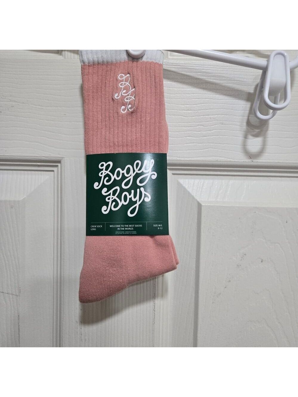 Bogey boys socks by macklemore mens size 9-12 m/L pastel pink long crew socks - Picture 6 of 7